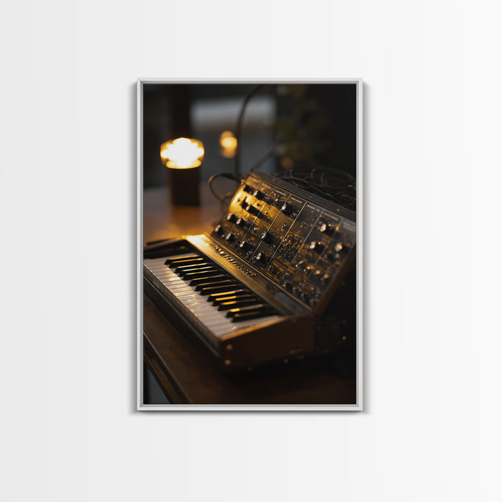 Analog Synthesizer Knobs and Cables Framed Canvas Print, Recording Studio Art, Boho Decor, Studio Decor, Oil Painting, Analog, RSA-2x3-21