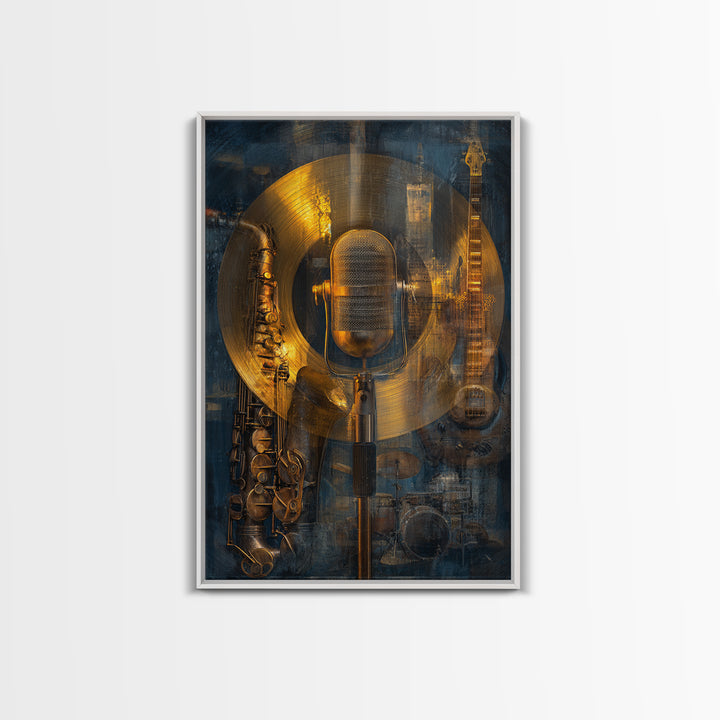 Gold Record Circular Composition Canvas Print, Recording Studio Art, Downloadable Print, Studio Decor, Fine Art, Analog, RSA-2x3-31