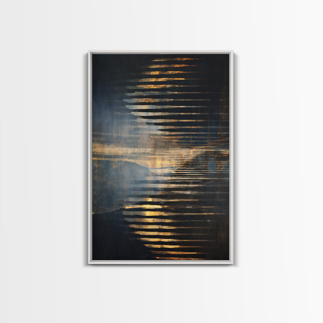 Soundwave Abstract with Black and Gold Lines Canvas Print, Recording Studio Art, Home Decor, Studio Decor, Abstract Art, Analog, RSA-2x3-35
