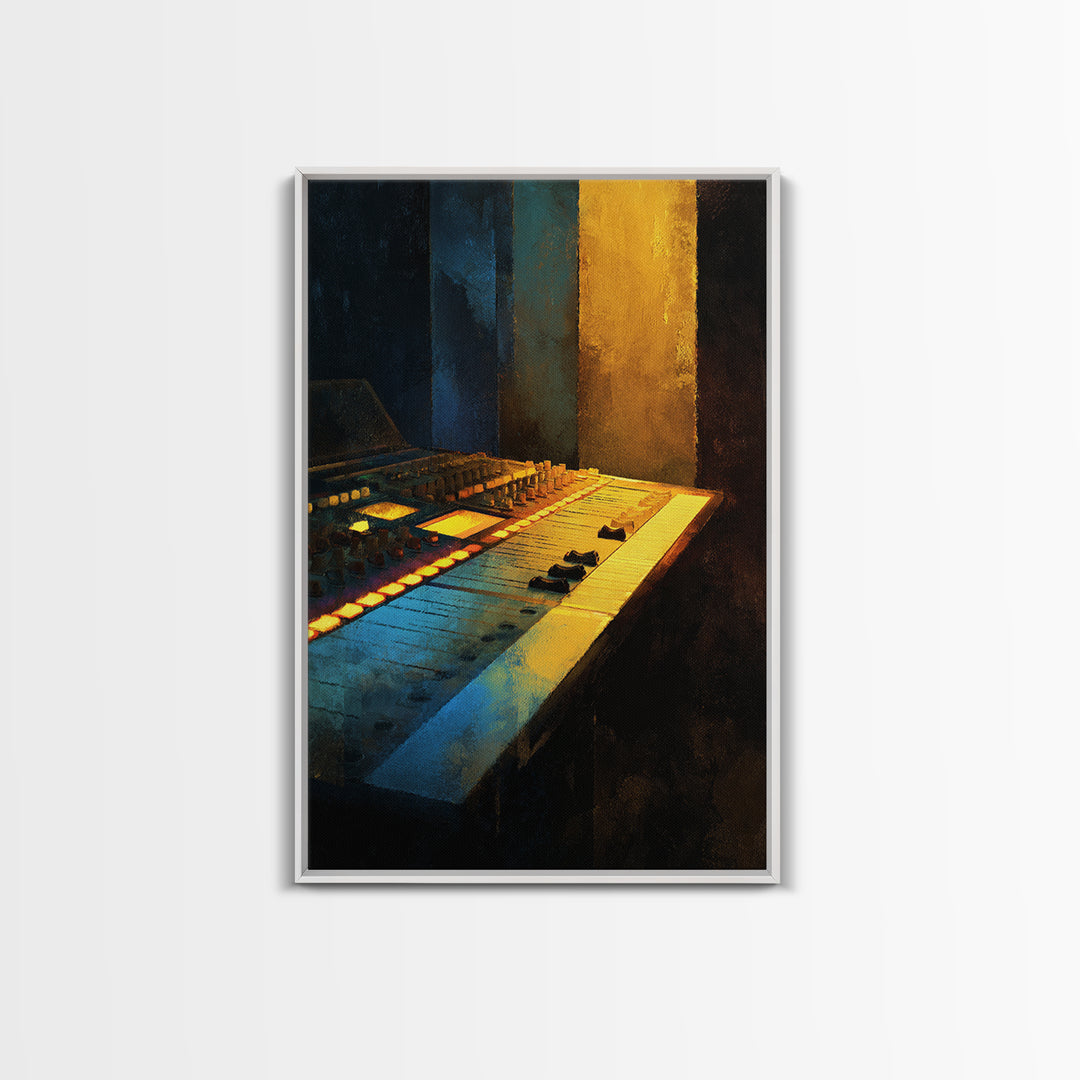 Mixing Console Faders Framed Canvas Print, Recording Studio Art, Art Print, Studio Decor, Fine Art, Analog, Wall Sculpture, RSA-2x3-38