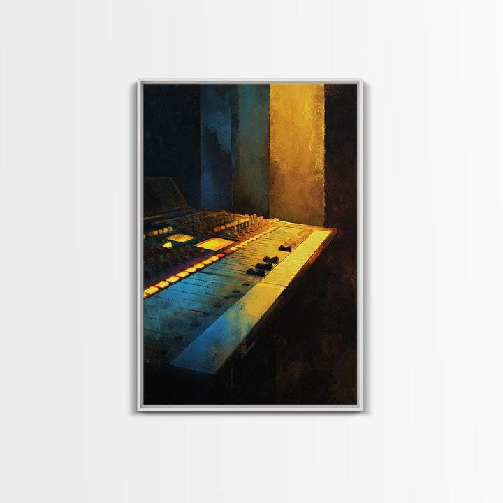 Mixing Console Faders Framed Canvas Print, Recording Studio Art, Art Print, Studio Decor, Fine Art, Analog, Wall Sculpture, RSA-2x3-38
