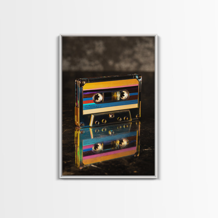 Retro Cassette Tape Framed Canvas Print, Recording Studio Art, Neutral Decor, Studio Decor, Fine Art, Analog, Wall Art, RSA-2x3-43