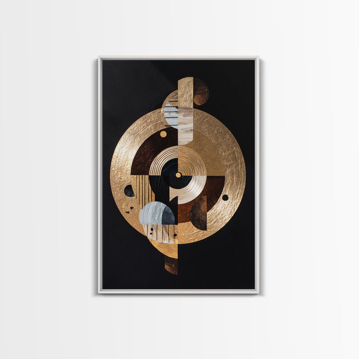 Gold Record Circular Composition Framed Canvas Print, Recording Studio Art, Music Print, Studio Decor, Fine Art, Analog, RSA-2x3-55