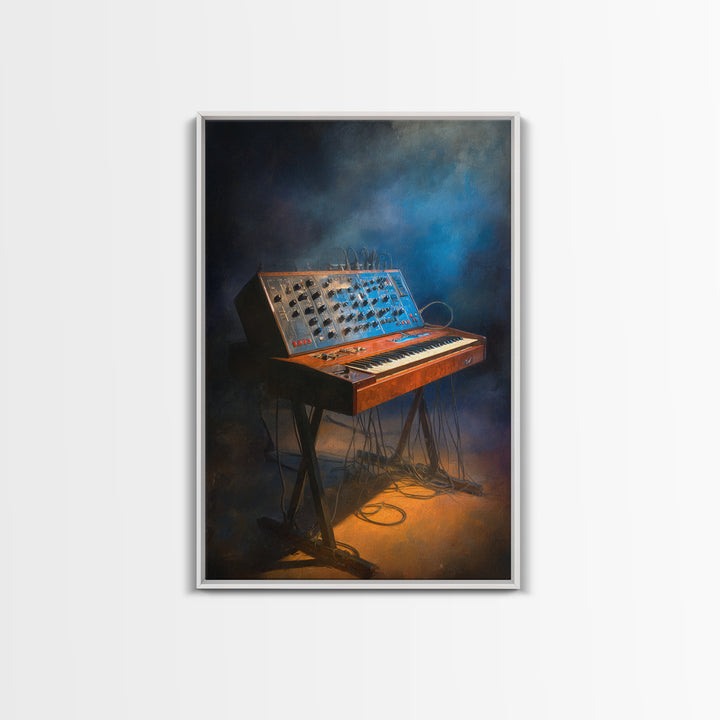 Analog Synthesizer Knobs and Cables Framed Canvas Print, Recording Studio Art, Mid Century Modern, Studio Decor, Analog, RSA-2x3-69