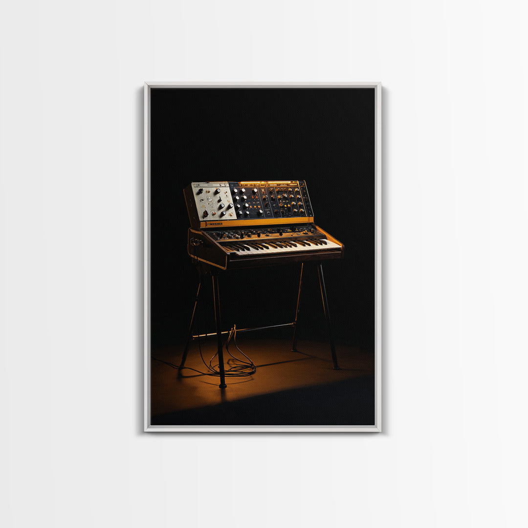 Analog Synthesizer Knobs and Cables Framed Canvas Print, Recording Studio Art, Mid Century Modern, Studio Decor, Analog, RSA-2x3-93