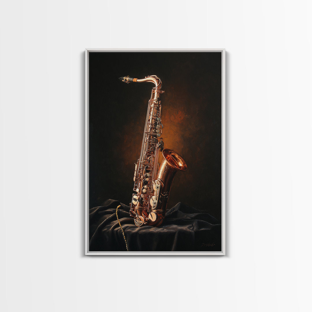 Brass Saxophone on Dark Velvet Canvas Print, Recording Studio Art, Contemporary Art, Studio Decor, Analog, Music Posters, RSA-2x3-96