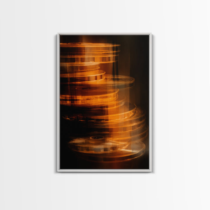 Tape Reels Spinning Through Smoky Light Canvas Print, Recording Studio Art, Wall Decor, Studio Decor, Fine Art, Analog, RSA-2x3-99