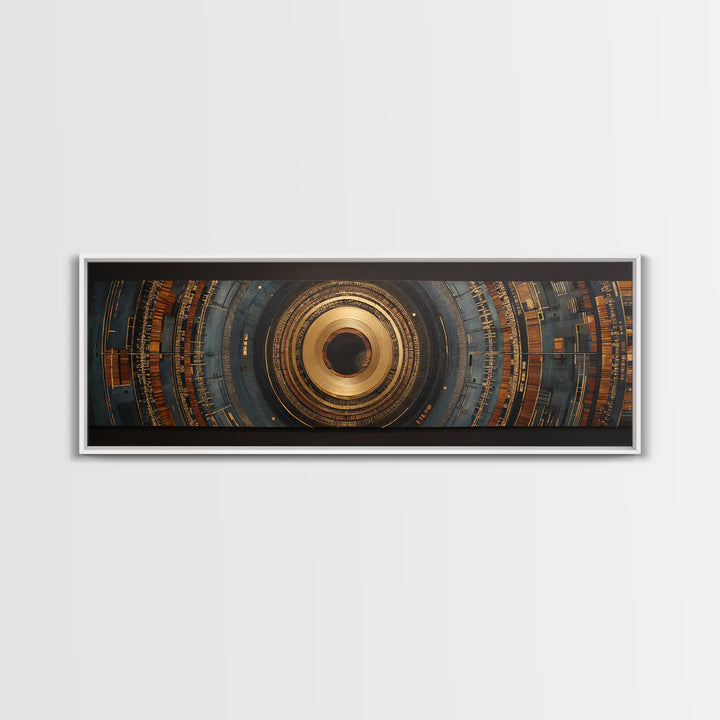 Gold Record Circular Composition Framed Canvas Print, Recording Studio Art, Music Wall Decor, Studio Decor, Fine Art, Analog, RSA-3x1-15