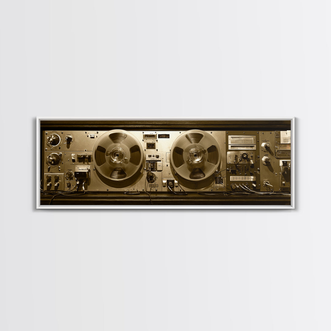 Reel to Reel Tape Machine Framed Canvas Print, Recording Studio Art, Printable Art, Studio Decor, Analog, Kids Room Art, RSA-3x1-18