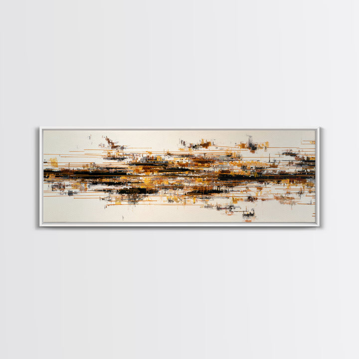 Soundwave Abstract with Black and Gold Lines Canvas Print, Recording Studio Art, Minimalist Decor, Studio Decor, Abstract Art, RSA-3x1-43
