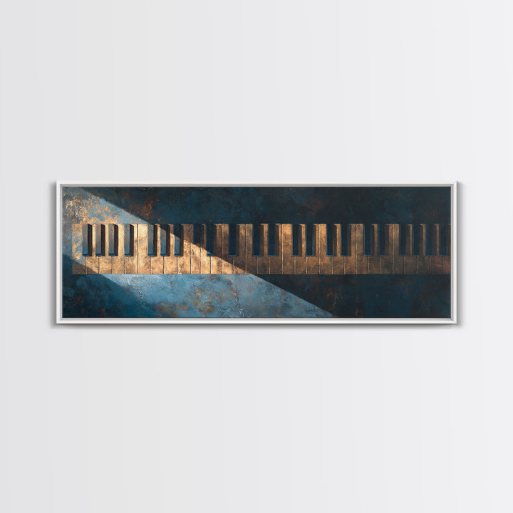 Piano Keys Fading into Shadow Framed Canvas Print, Recording Studio Art, Minimalist Decor, Studio Decor, Fine Art, Analog, RSA-3x1-72