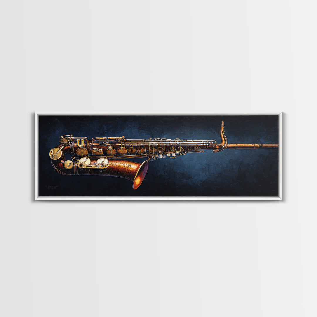 Brass Saxophone on Dark Velvet Canvas Print, Recording Studio Art, Wall Art, Studio Decor, Fine Art, Analog, Music Posters, RSA-3x1-80