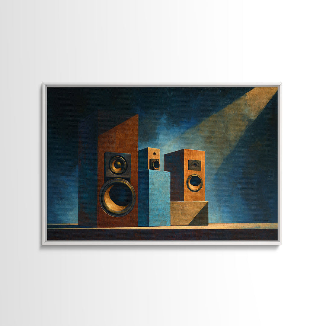 Studio Monitor Speakers as Bold Geometric Forms Canvas Print, Recording Studio Art, Printable Art, Studio Decor, Abstract Art, RSA-3x2-16