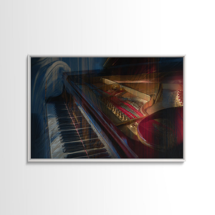 Piano Keys Fading into Shadow Framed Canvas Print, Recording Studio Art, Retro Wall Art, Studio Decor, Fine Art, Analog, RSA-3x2-36