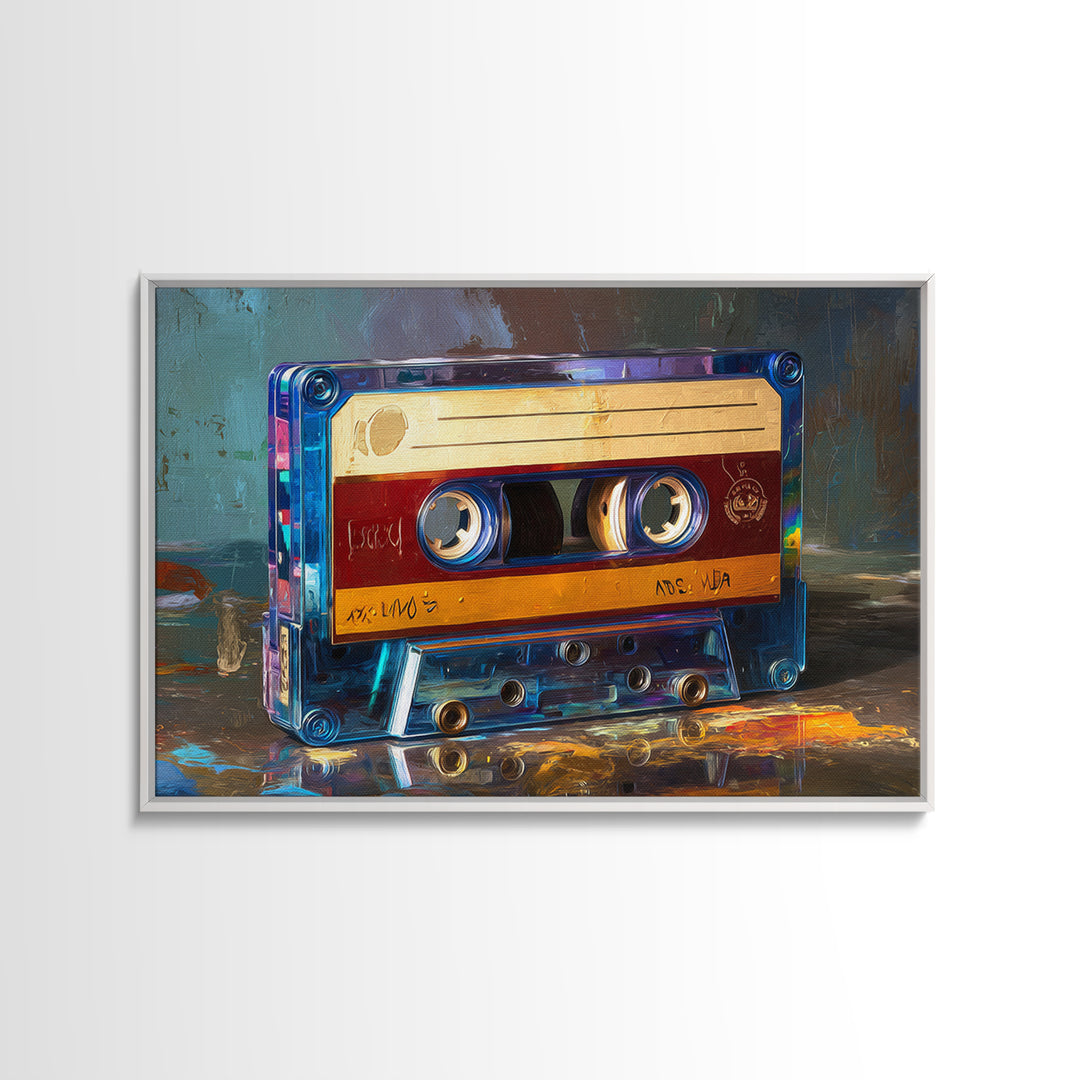 Retro Cassette Tape Framed Canvas Print, Recording Studio Art, Music Studio, Studio Decor, Fine Art, Analog, Modern Decor, RSA-3x2-39