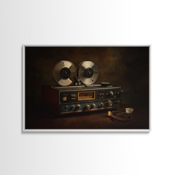 Reel to Reel Tape Machine Framed Canvas Print, Recording Studio Art, Kids Room Art, Studio Decor, Analog, Guitar Wall Art, RSA-3x2-78