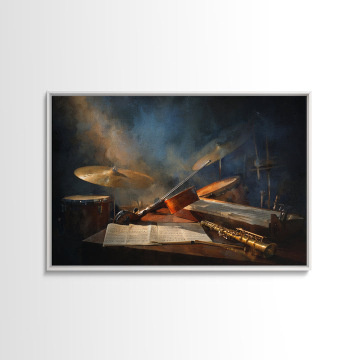 Conductor Baton and Sheet Shapes Without Text Canvas Print, Recording Studio Art, Unique Home Decor, Studio Decor, Analog, RSA-3x2-94