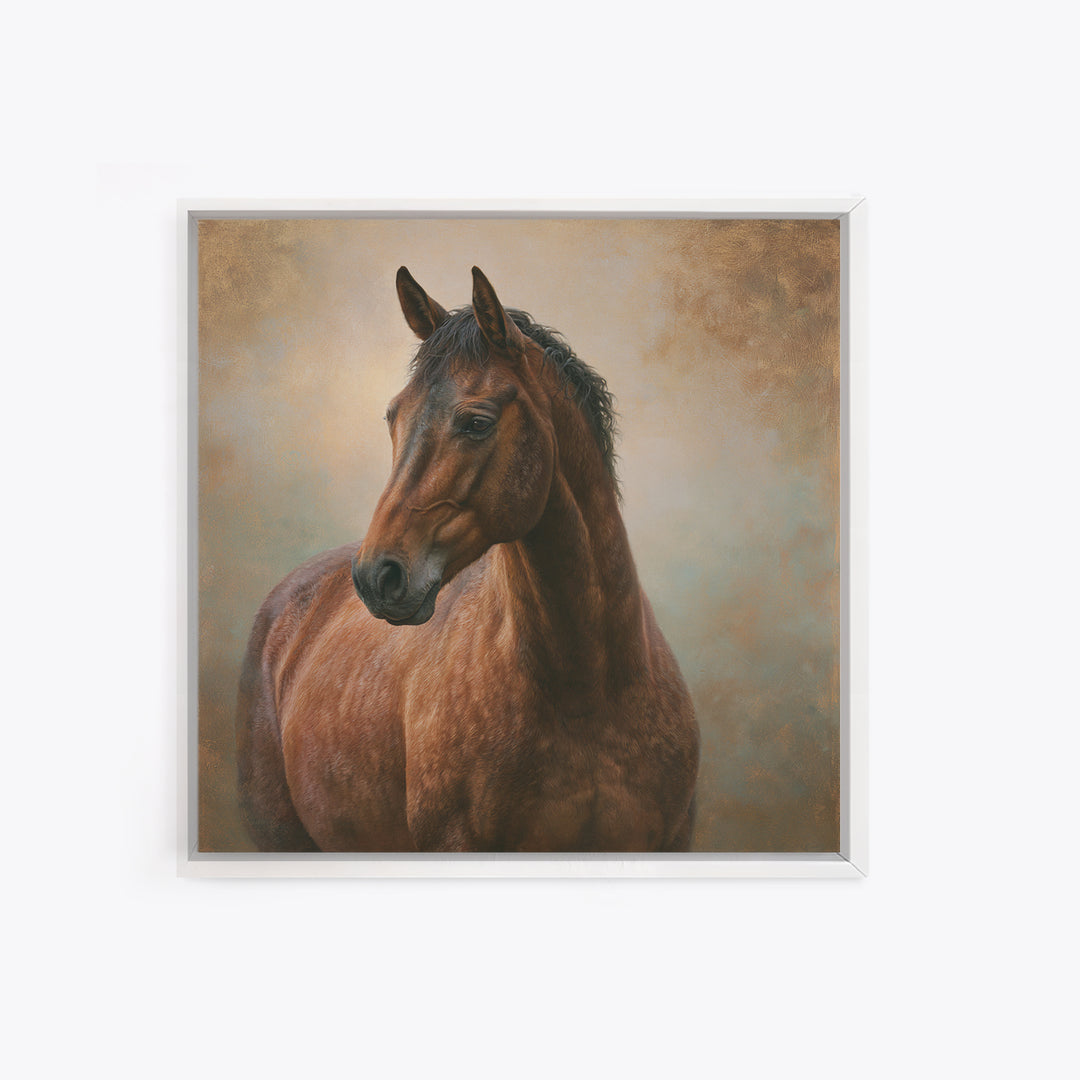 Brown Horse Portrait Canvas Print, Rustic Art, Downloadable Art, Farmhouse Decor, Oil Painting, Rustic, Textured Painting, RUS-1x1-5