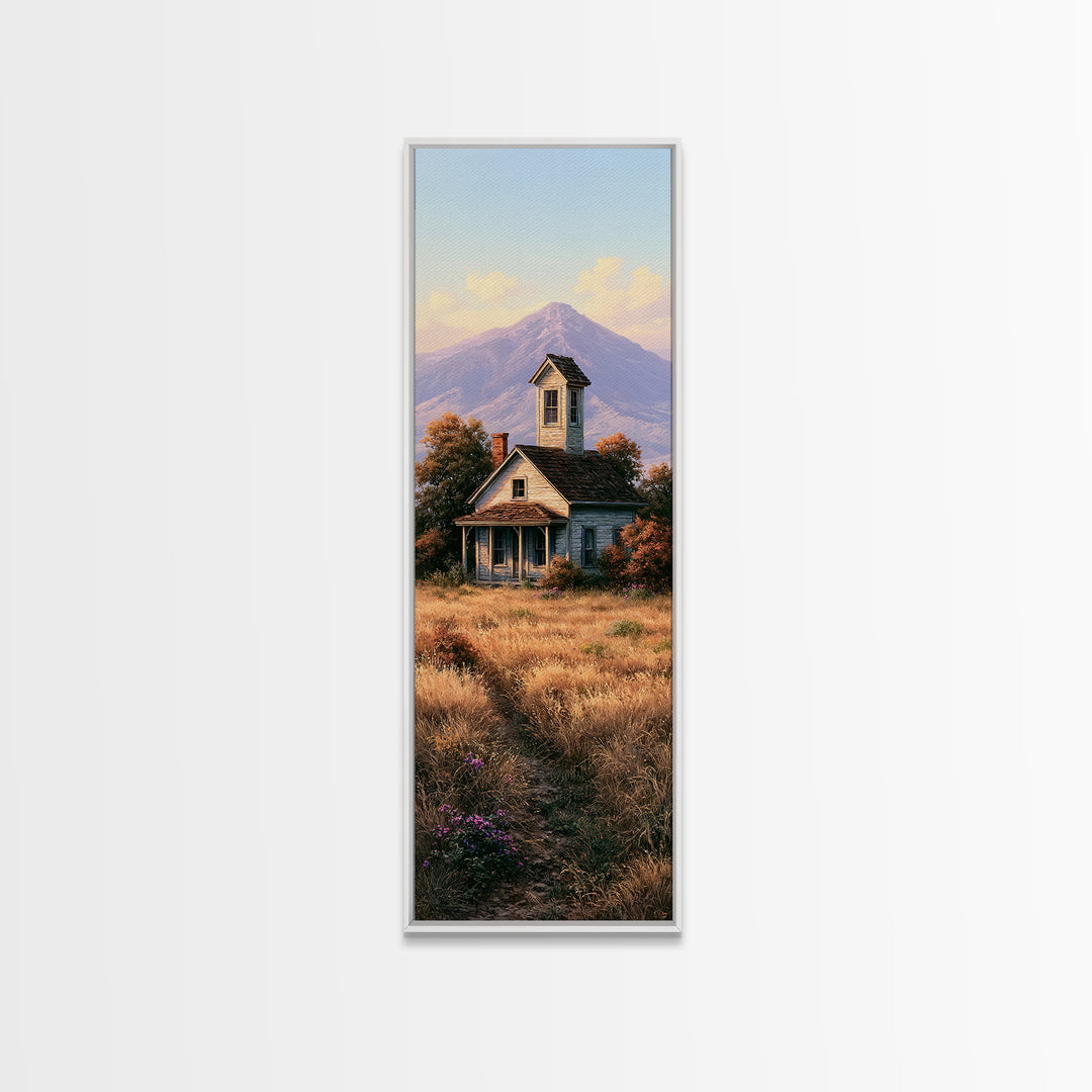 Mountain Cabin Landscape Framed Canvas Print, Rustic Art, Home Decor, Farmhouse Decor, Fine Art, Rustic, Living Room Decor, RUS-1x3-15