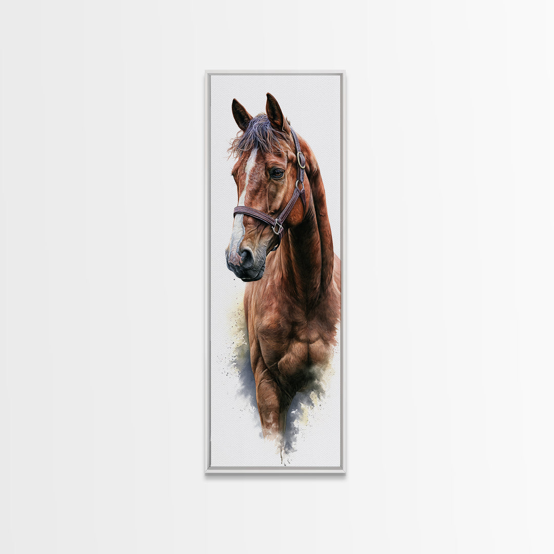 Brown Horse Portrait Canvas Print, Rustic Art, Room Decor, Farmhouse Decor, Fine Art, Rustic, Oil Painting, Digital Print, RUS-1x3-17