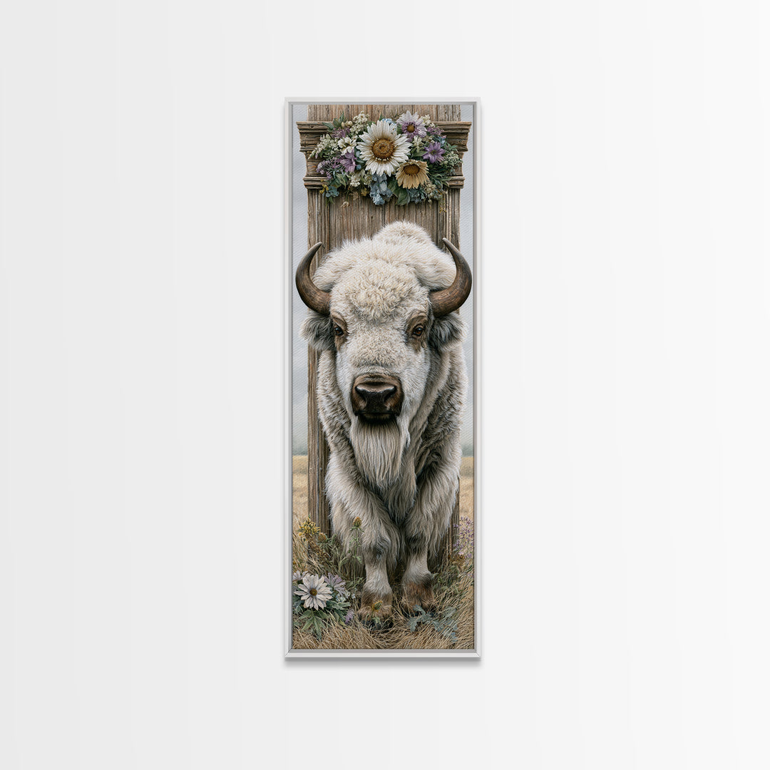 Buffalo Portrait with Western Texture Canvas Print, Rustic Art, Gallery Decor, Farmhouse Decor, Fine Art, Rustic, RUS-1x3-82