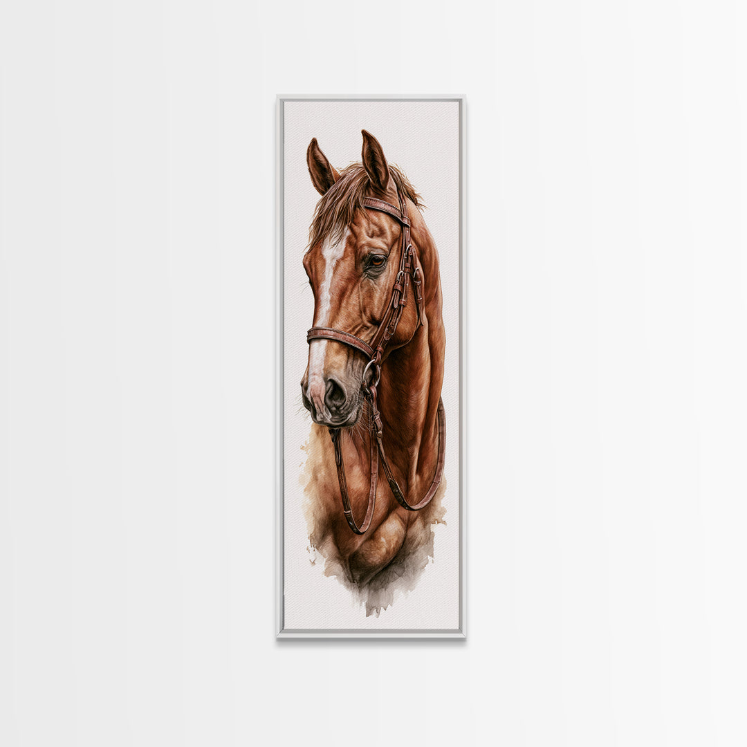 Brown Horse Portrait Canvas Print, Rustic Art, Modern Art, Farmhouse Decor, Fine Art, Rustic, Neutral Decor, Modern Decor, RUS-1x3-89