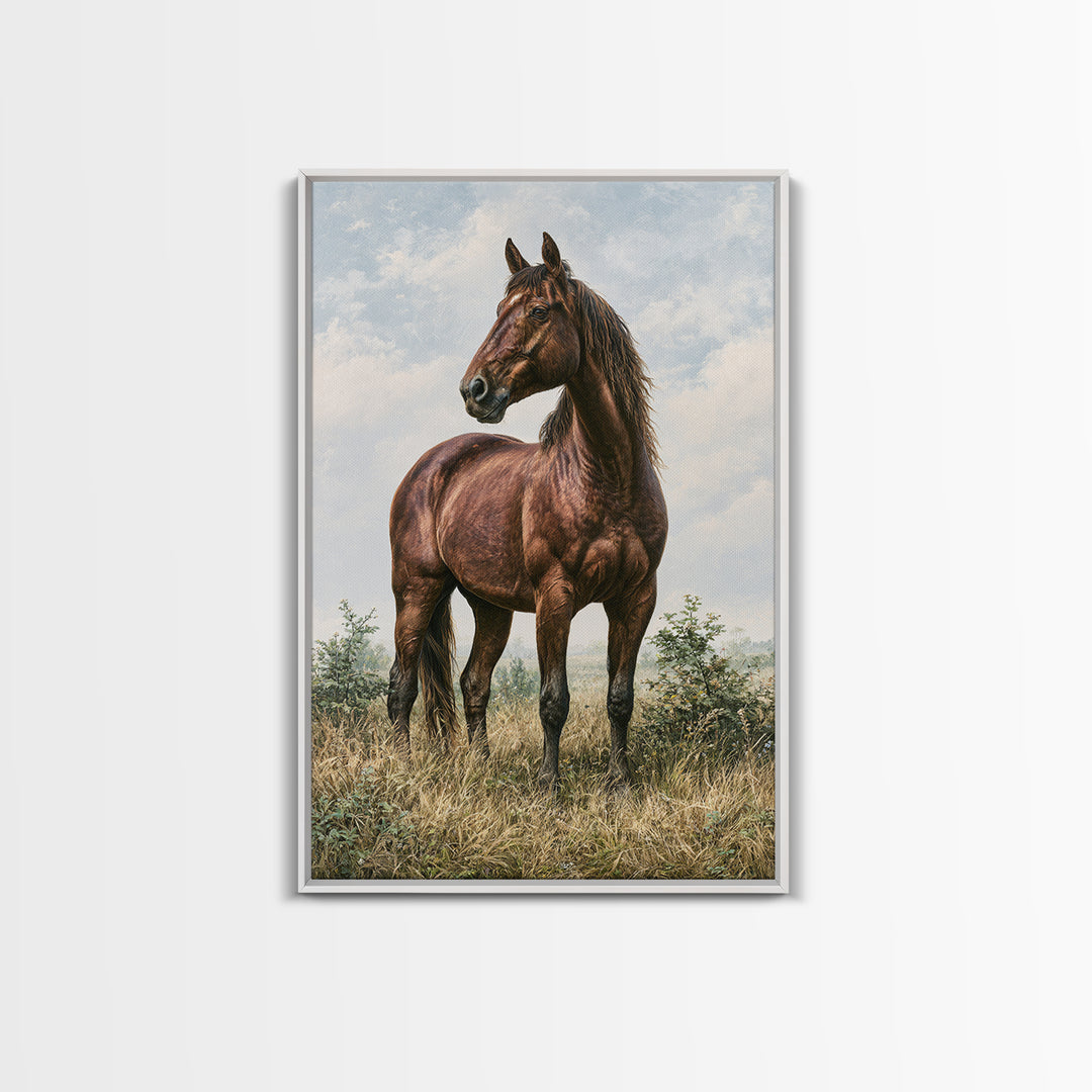 Brown Horse Portrait Framed Canvas Print, Rustic Art, Painting, Farmhouse Decor, Fine Art, Rustic, Boho Wall Art, 3d Wall Art, RUS-2x3-37