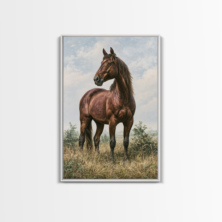 Brown Horse Portrait Framed Canvas Print, Rustic Art, Painting, Farmhouse Decor, Fine Art, Rustic, Boho Wall Art, 3d Wall Art, RUS-2x3-37