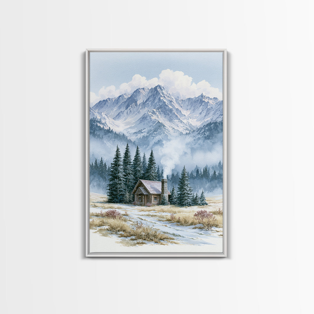 Winter Mountain Scene Canvas Print, Rustic Art, Farmhouse Wall Art, Farmhouse Decor, Fine Art, Rustic, Statement Artwork, RUS-2x3-7