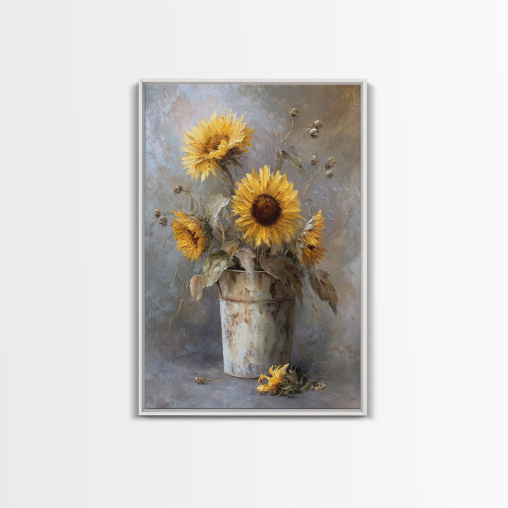 Handwoven Basket with Dried Grasses Framed Canvas Print, Rustic Art, Modern Art, Farmhouse Decor, Oil Painting, Rustic, RUS-2x3-8