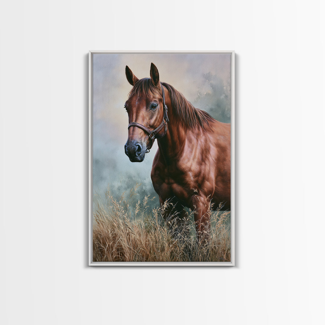 Brown Horse Portrait Framed Canvas Print, Rustic Art, Abstract Wall Art, Farmhouse Decor, Fine Art, Rustic, Landscape Art, RUS-2x3-85