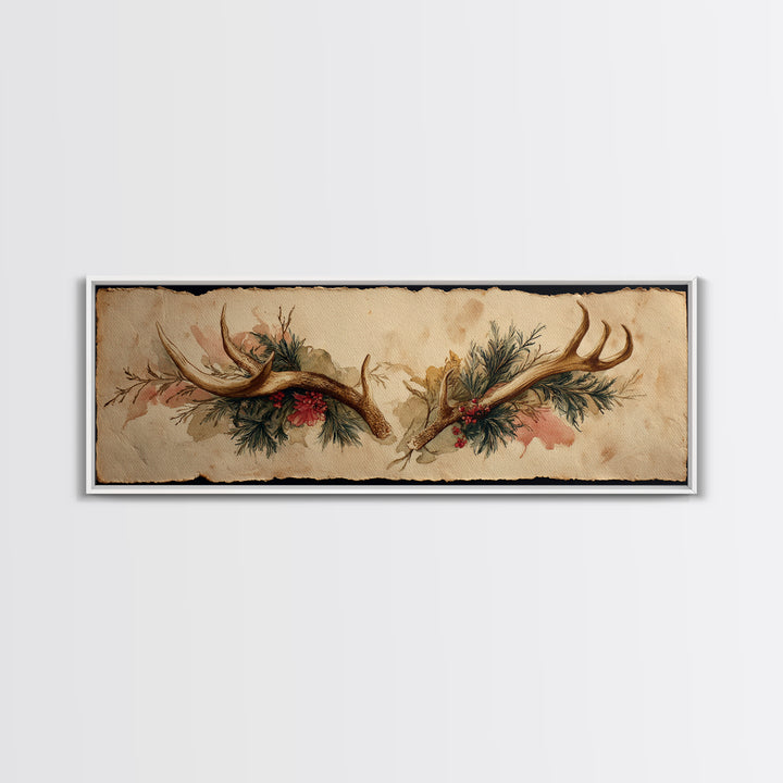 Winter Mountain Scene Framed Canvas Print, Rustic Art, Downloadable Art, Farmhouse Decor, Fine Art, Rustic, Textured Painting, RUS-3x1-15