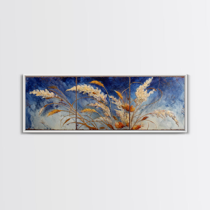 Handwoven Basket with Dried Grasses Canvas Print, Rustic Art, Gallery Decor, Farmhouse Decor, Fine Art, Rustic, RUS-3x1-40