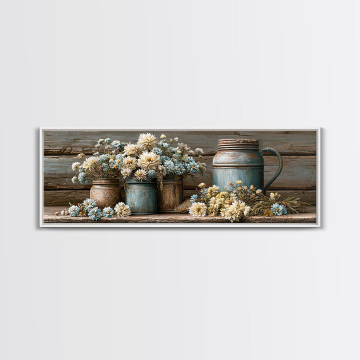 Weathered Barn Wood and Wildflower Still Life Canvas Print, Rustic Art, Farmhouse Wall Art, Farmhouse Decor, Fine Art, Rustic, RUS-3x1-65
