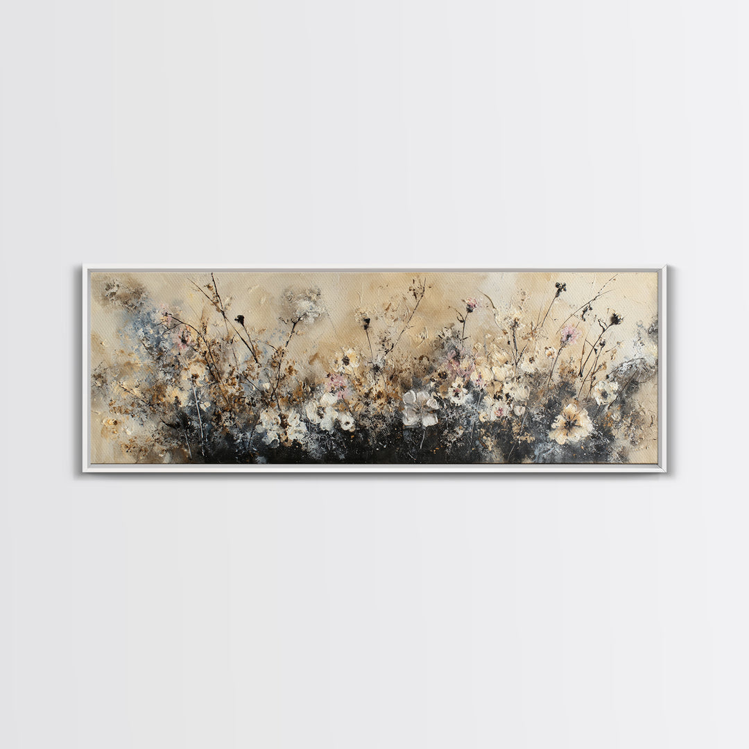 Handwoven Basket with Dried Grasses Canvas Print, Rustic Art, Minimalist Decor, Farmhouse Decor, Oil Painting, Rustic, RUS-3x1-88
