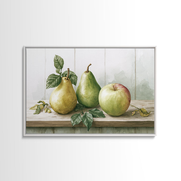 Rustic Pear and Apple Still Life Canvas Print, Rustic Art, Farmhouse Decor, Rustic, Gallery Wall Art, Landscape Wall Art, RUS-3x2-1