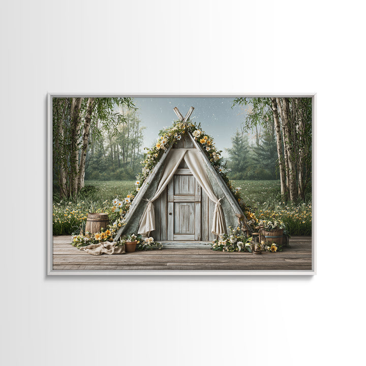 Campfire under a Starry Sky Framed Canvas Print, Rustic Art, Printable Wall Art, Farmhouse Decor, Fine Art, Rustic, Wood Art, RUS-3x2-14