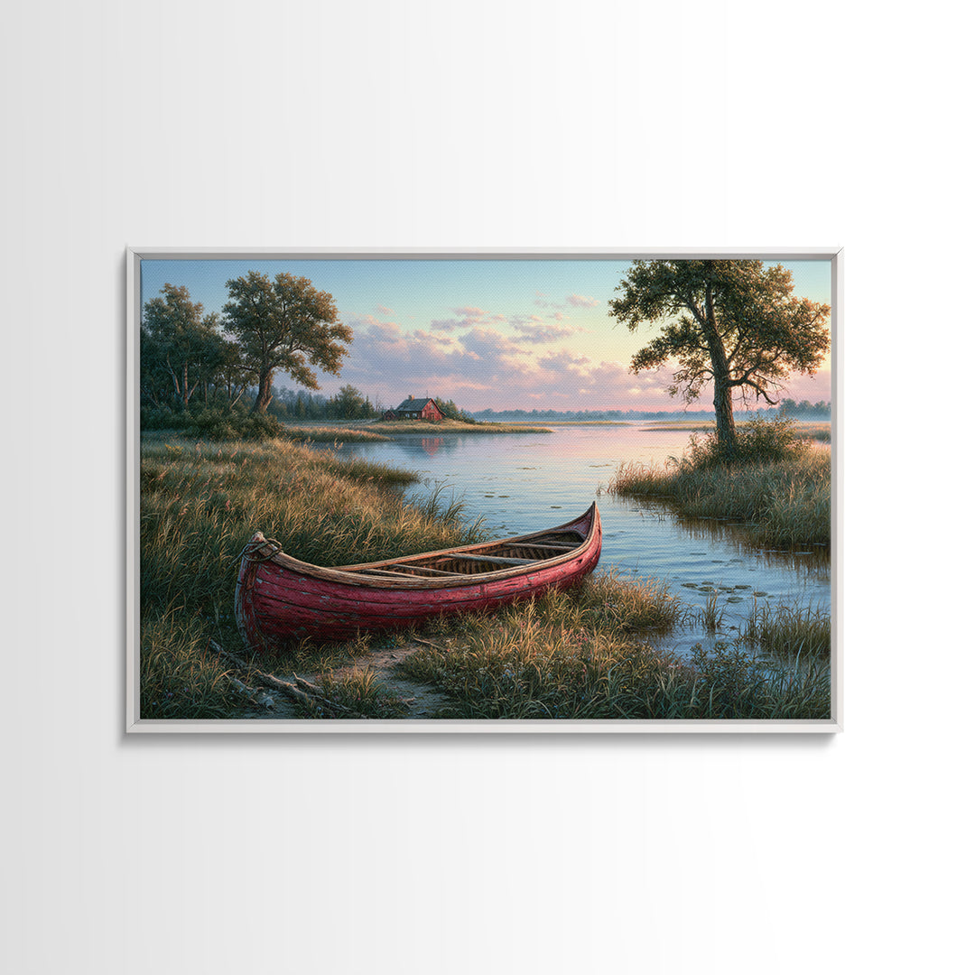 Old Canoe Pulled Onto a Lake Shore Canvas Print, Rustic Art, Neutral Decor, Farmhouse Decor, Fine Art, Rustic, Home Decor, RUS-3x2-72