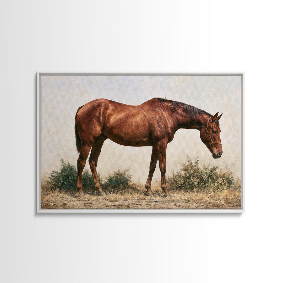 Brown Horse Portrait Framed Canvas Print, Rustic Art, Abstract Wall Art, Farmhouse Decor, Fine Art, Rustic, Landscape Art, RUS-3x2-9