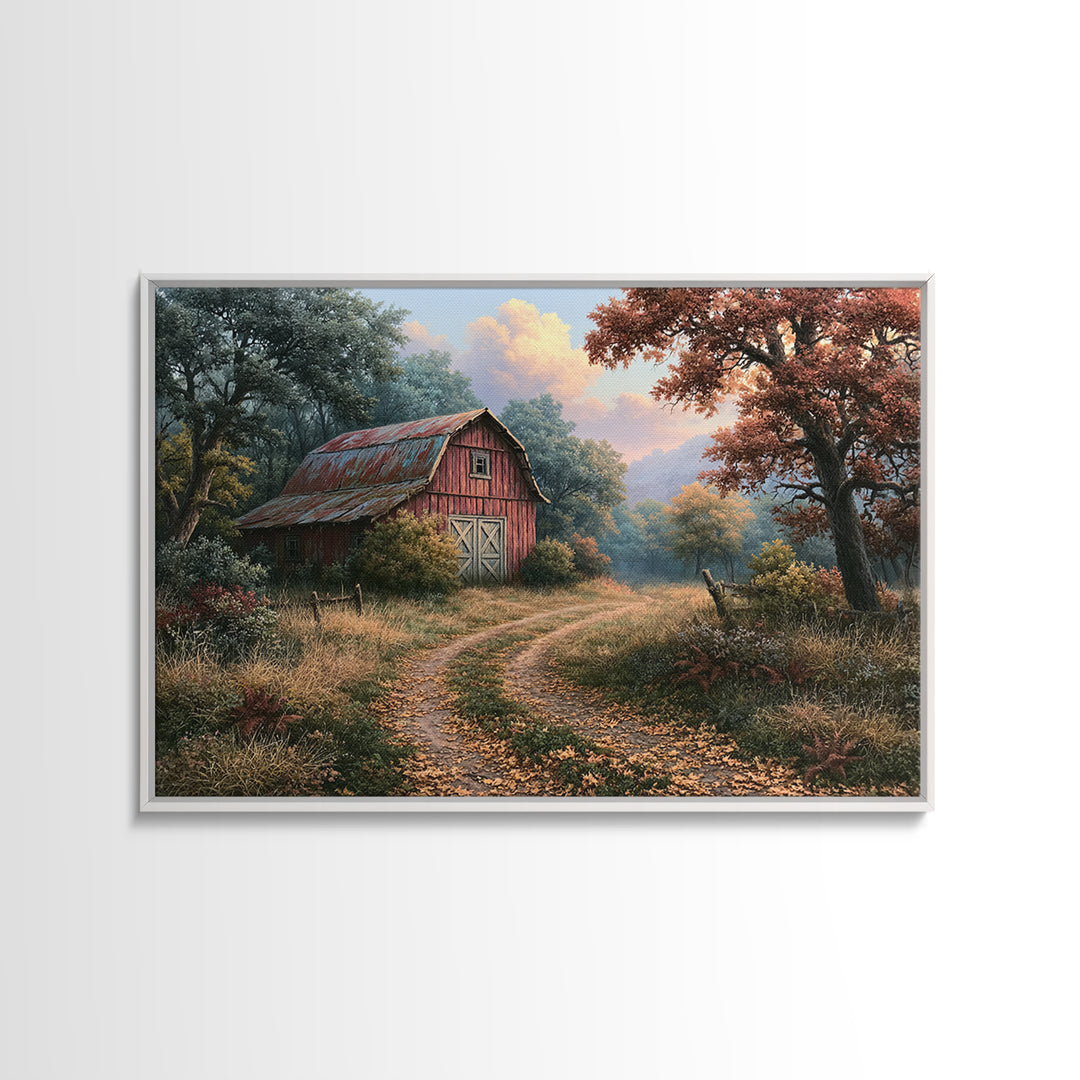 Forest Path with Golden Autumn Leaves Canvas Print, Rustic Art, Modern Art, Farmhouse Decor, Fine Art, Rustic, Neutral Decor, RUS-3x2-94