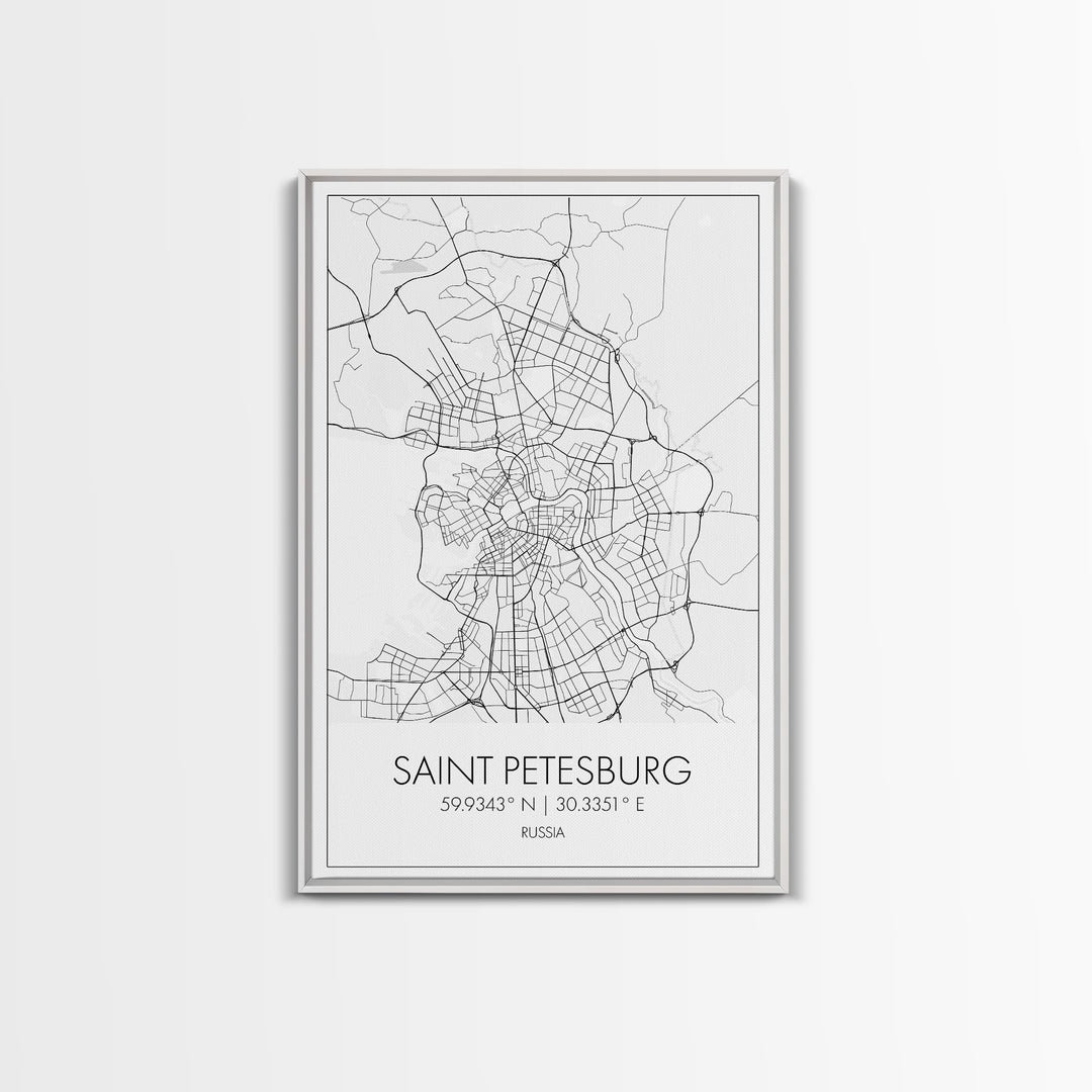 Saint Petersburg Street Map, Russia Map, City Map Art, Minimalist Art, Wall Art, Canvas Print, Room Décor, Gift For Mom, Travel Wall Art