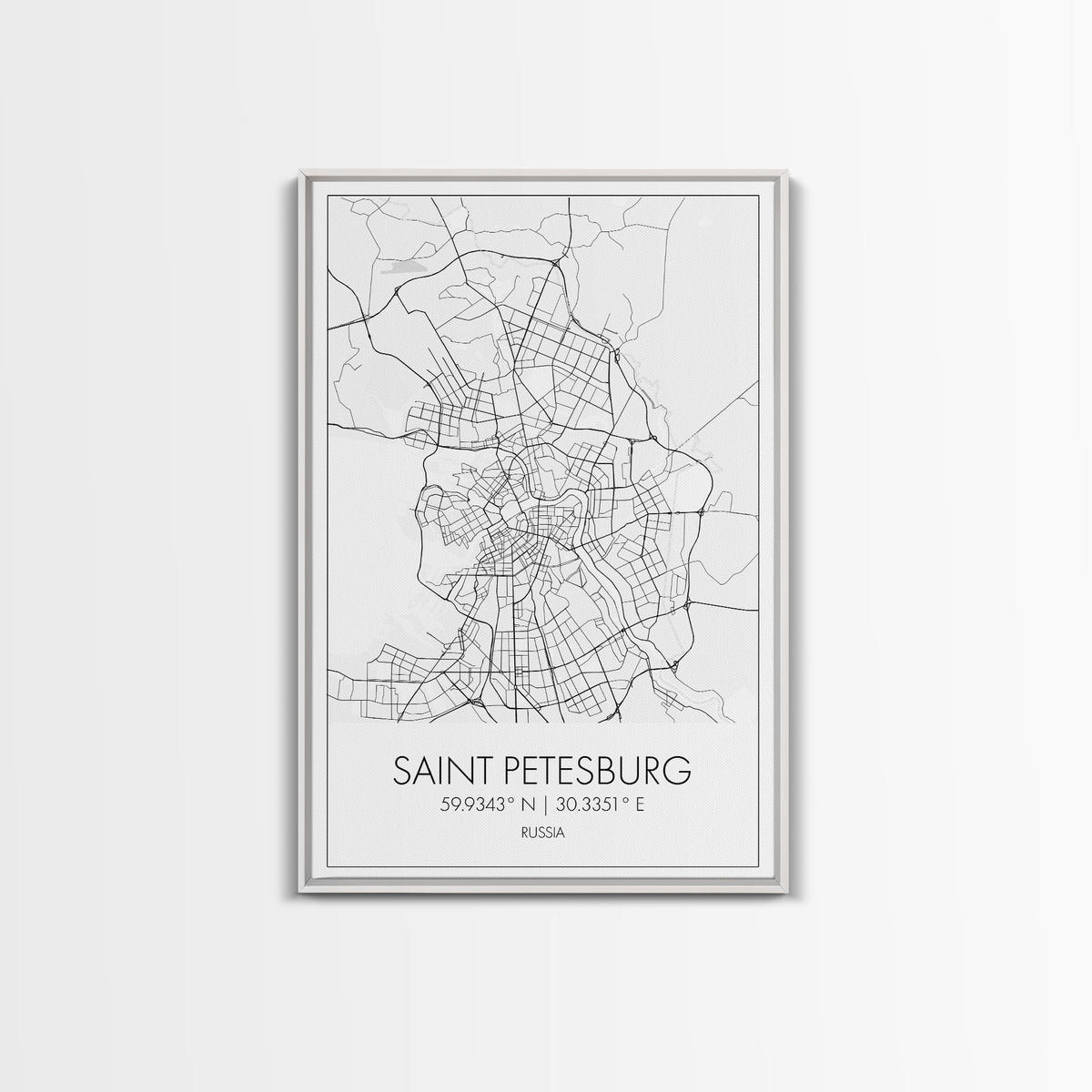 Saint Petersburg Street Map, Russia Map, City Map Art, Minimalist Art, Wall Art, Canvas Print, Room Décor, Gift For Mom, Travel Wall Art