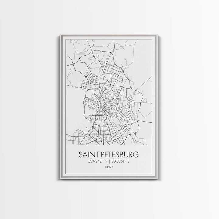 Saint Petersburg Street Map, Russia Map, City Map Art, Minimalist Art, Wall Art, Canvas Print, Room Décor, Gift For Mom, Travel Wall Art