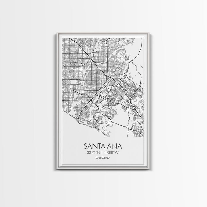 Santa Ana Street Map, California Map, City Map Print, Minimalist Art, Wall Art, Canvas Print, Living Room Décor, Adventure Gifts, Travel Art