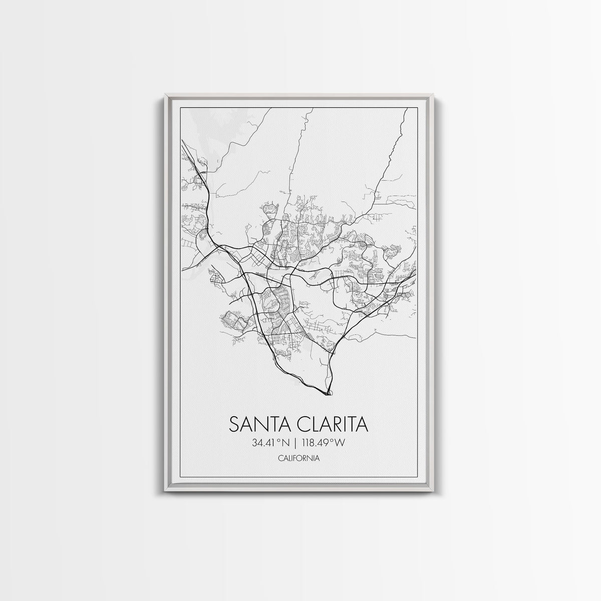 Santa Clarita Street Map, California Map, City Map Print, Minimalist Art, Wall Art, Canvas Print, Bedroom Wall Décor, Unique Travel Gifts