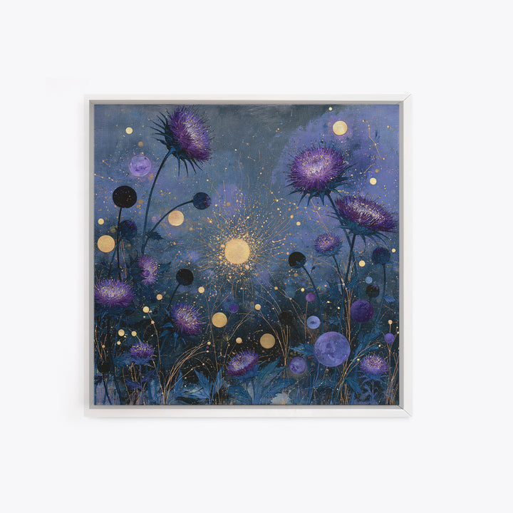 Cosmic Garden with Planets as Flowers Canvas Print, Space Art, Boho Decor, Spa Decor, Fine Art, Serenity, Painting, Posters, SAR-1x1-13