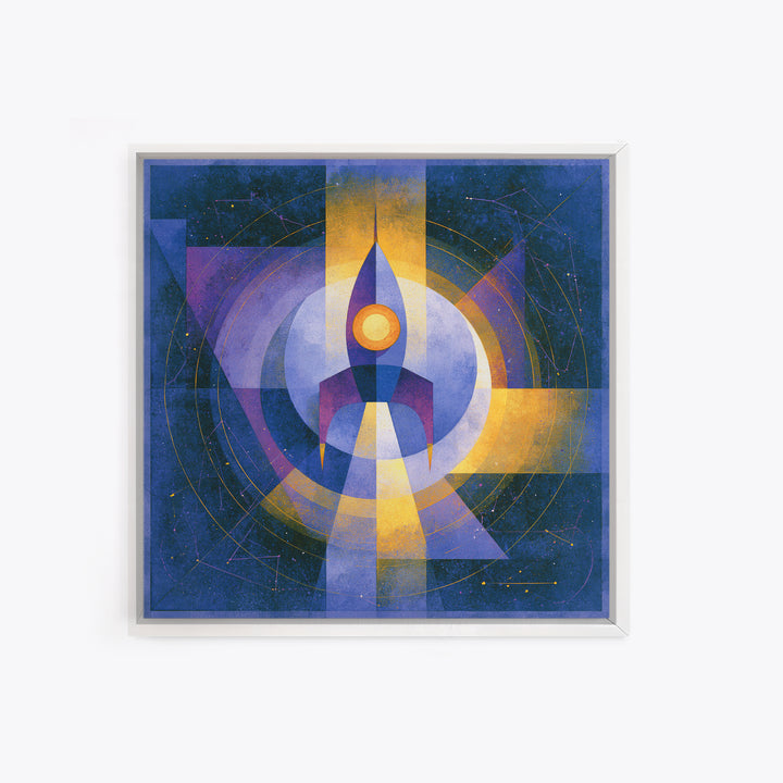 Retro Space Poster Framed Canvas Print, Space Art, Luxury Decor, Spa Decor, Fine Art, Serenity, Room Decor, Art Prints, SAR-1x1-21