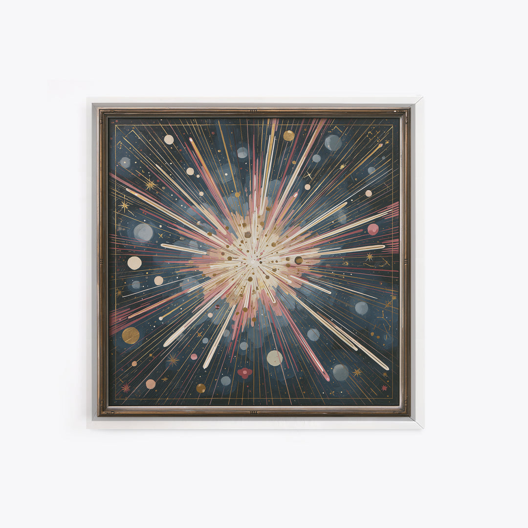 Meteor Shower over Black Sky Canvas Print, Space Art, Canvas, Spa Decor, Serenity, Living Room Wall Art, Retro Wall Art, SAR-1x1-23