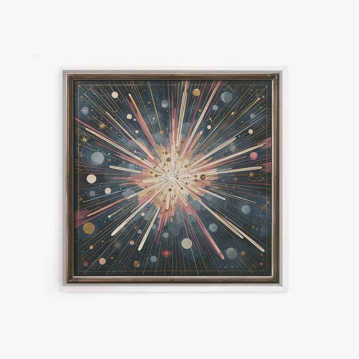 Meteor Shower over Black Sky Canvas Print, Space Art, Canvas, Spa Decor, Serenity, Living Room Wall Art, Retro Wall Art, SAR-1x1-23