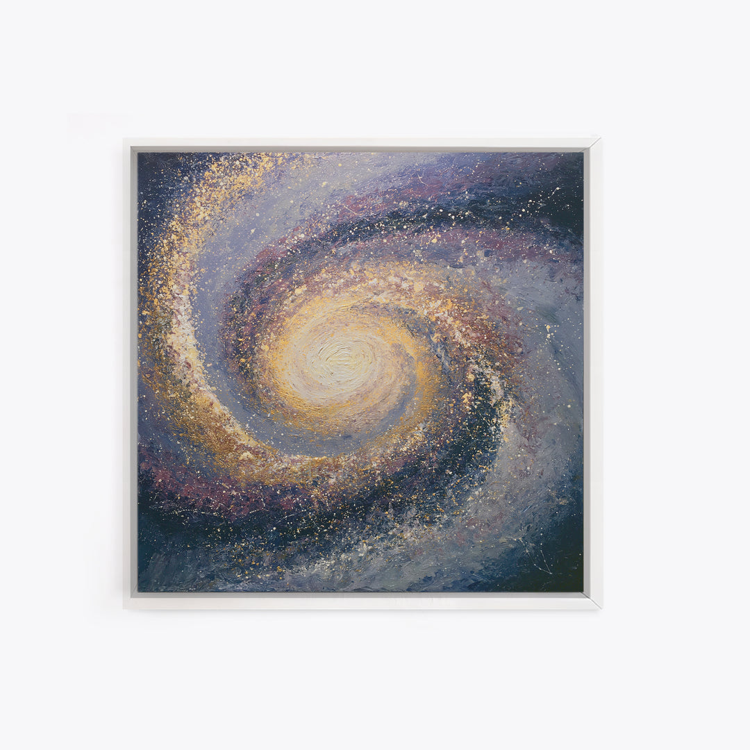 Galaxy Spiral in Jewel Tone Paint Framed Canvas Print, Space Art, Space, Spa Decor, Fine Art, Serenity, Statement Artwork, SAR-1x1-39
